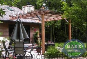 Cedar pergola attached to roof