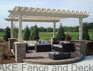 16'x 16' tan vinyl pergola with 6" x 6" posts