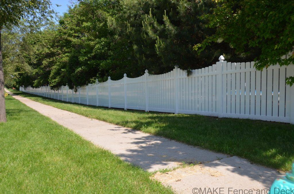 white vinyl picket fence Bloomfield 66” tall